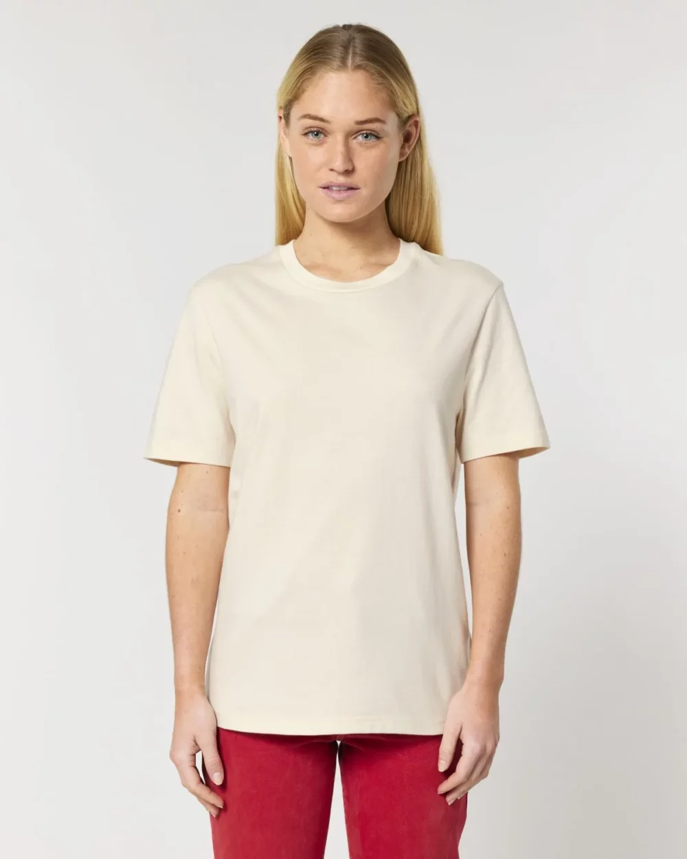 T-shirt bio unisexe Creator 2.0 coloris Natural Raw, porté, vue de face