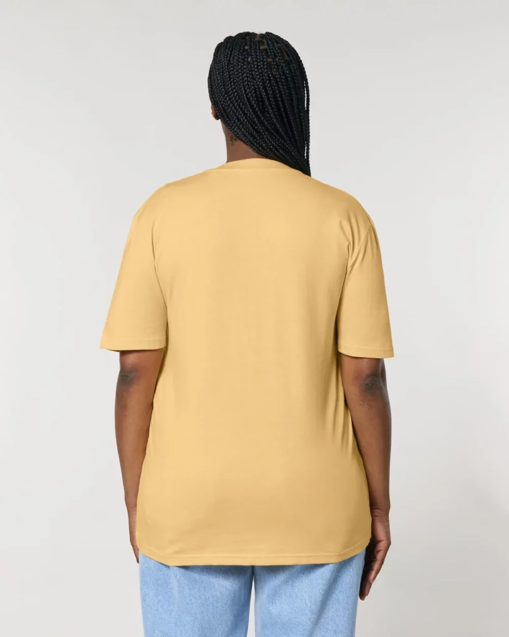 T-shirt bio unisexe Creator 2.0 coloris Nispero, porté, vue de dos