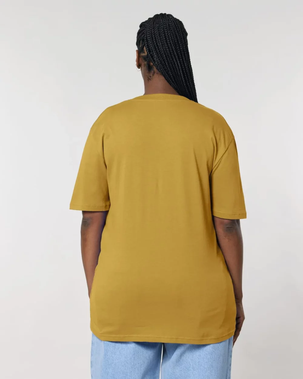 T-shirt bio unisexe Creator 2.0 coloris Ochre, porté, vue de dos