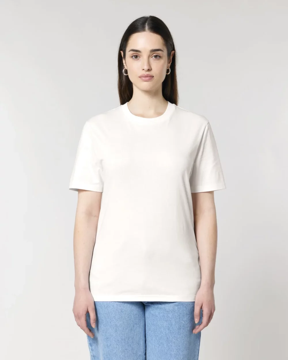 T-shirt bio unisexe Creator 2.0 coloris Off White, porté, vue de face