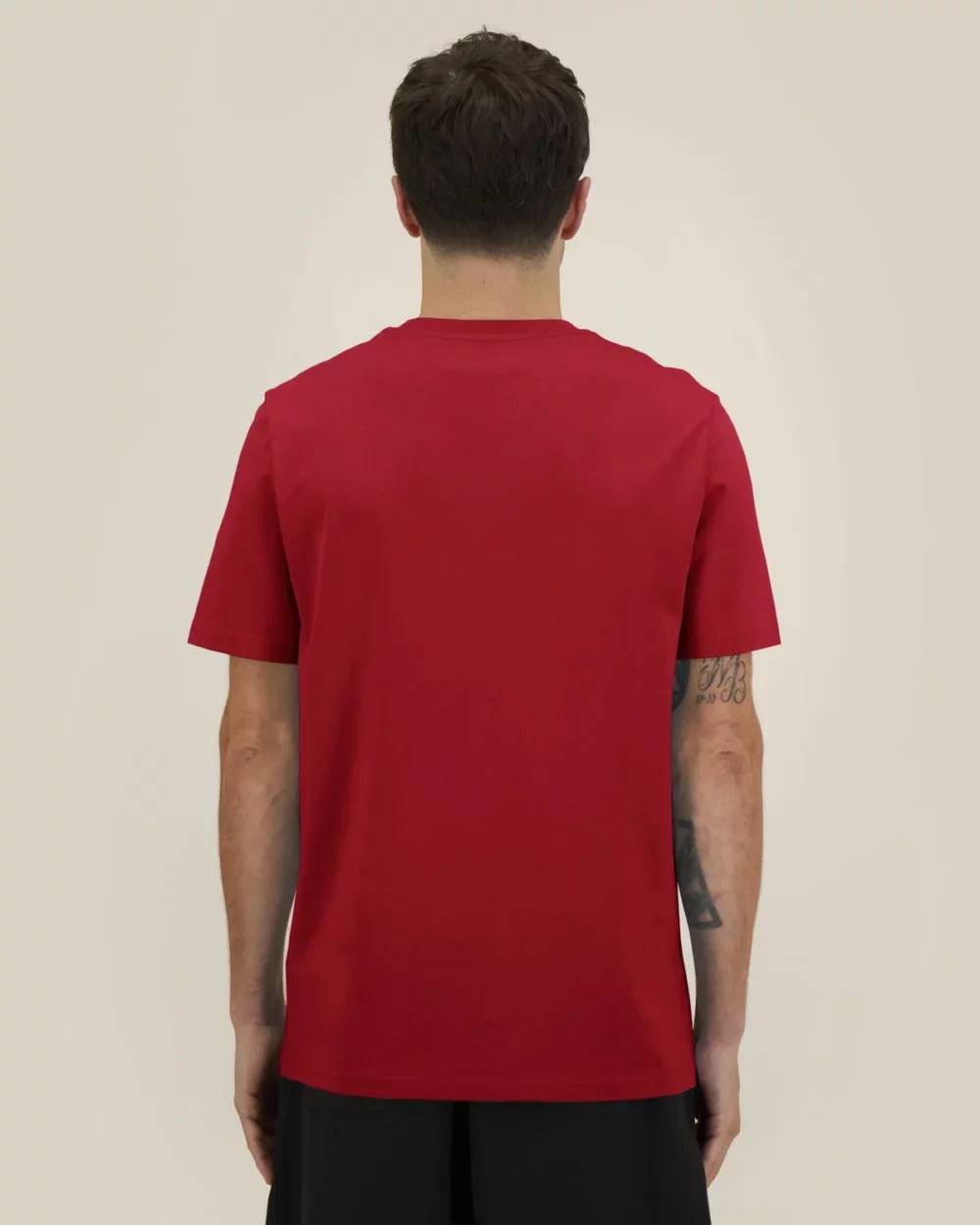 T-shirt bio unisexe Creator 2.0 coloris Passionate Red, porté, vue de dos