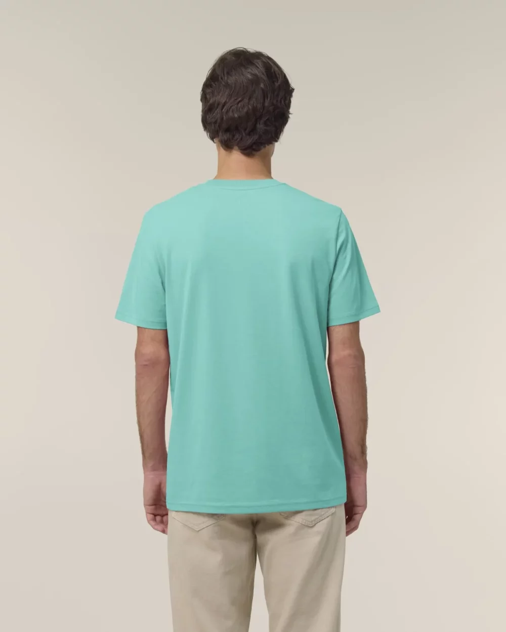 T-shirt bio unisexe Creator 2.0 coloris Pool Blue, porté, vue de dos