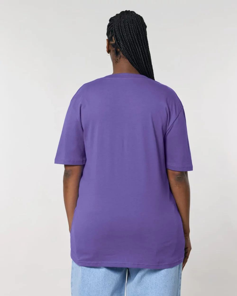 T-shirt bio unisexe Creator 2.0 coloris Purple Love, porté, vue de dos