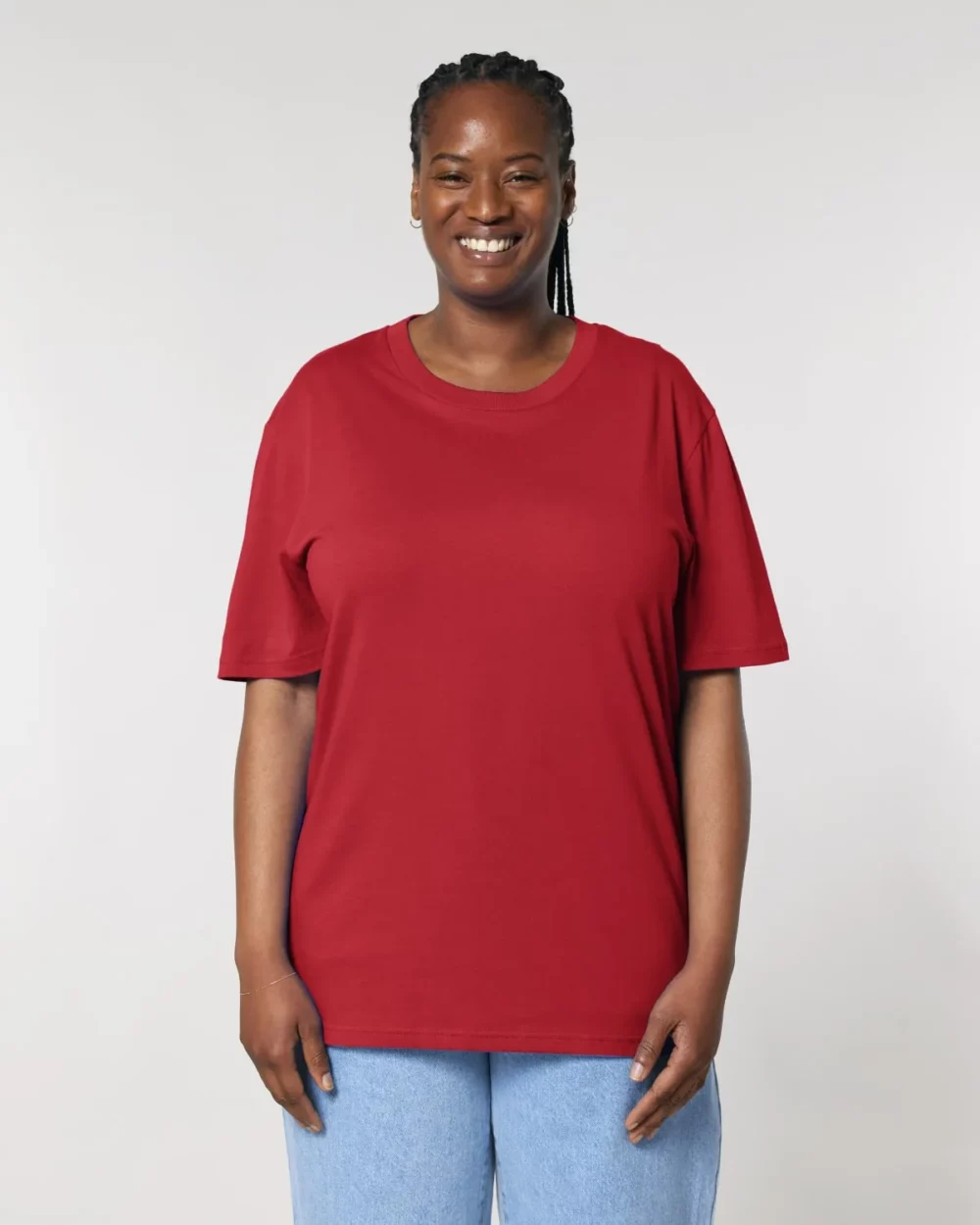 T-shirt bio unisexe Creator 2.0 coloris Red, porté, vue de face