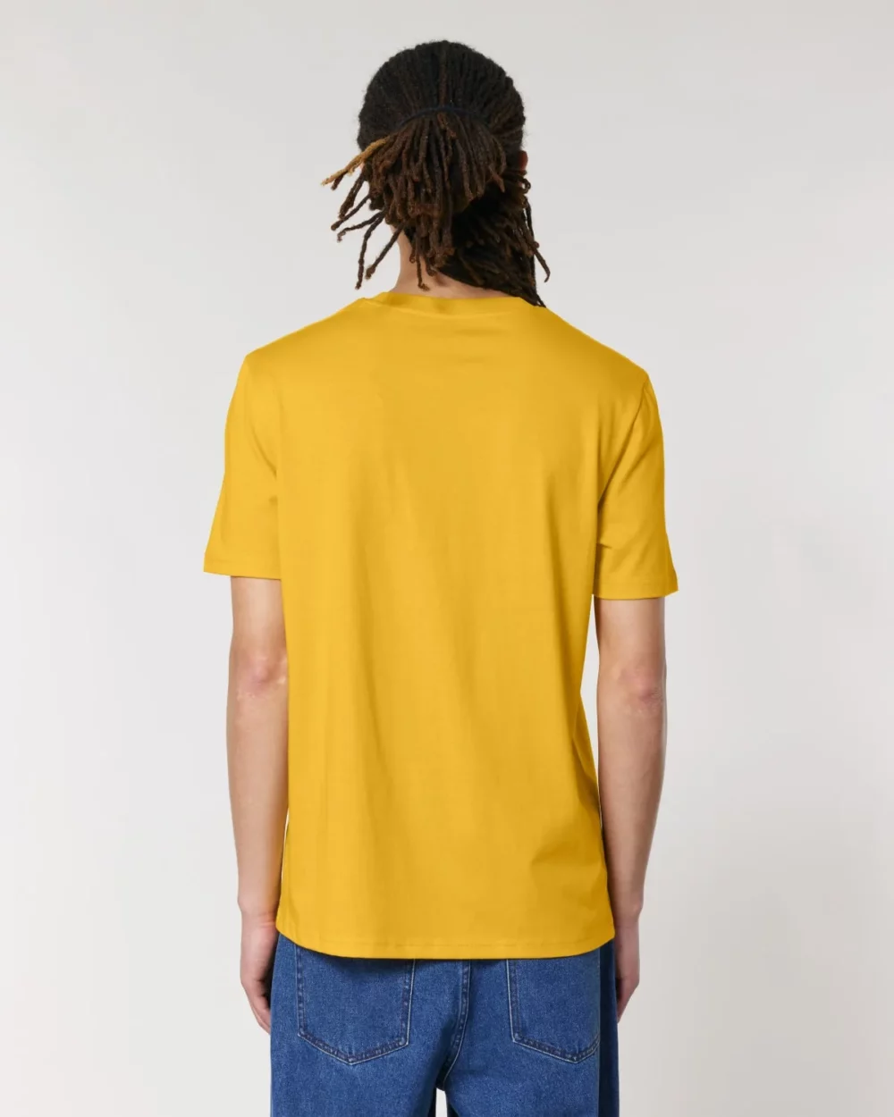 T-shirt bio unisexe Creator 2.0 coloris Spectra Yellow, porté, vue de dos