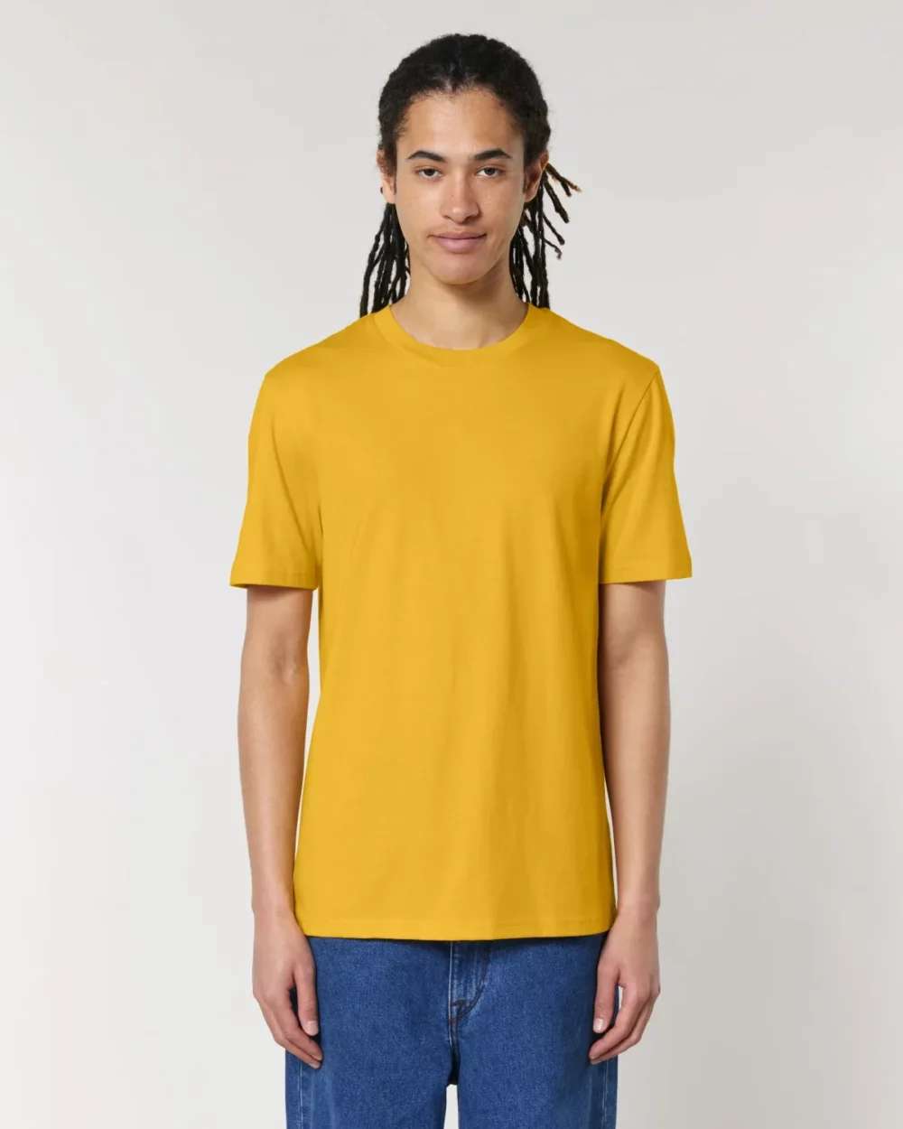 T-shirt bio unisexe Creator 2.0 coloris Spectra Yellow, porté, vue de face