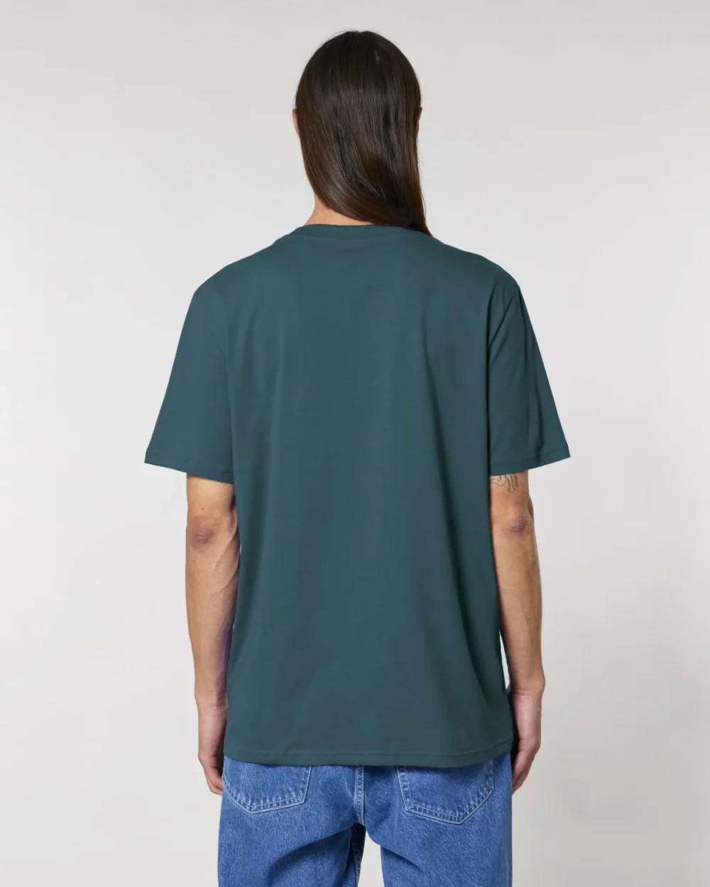 T-shirt bio unisexe Creator 2.0 coloris Stargazer, porté, vue de dos