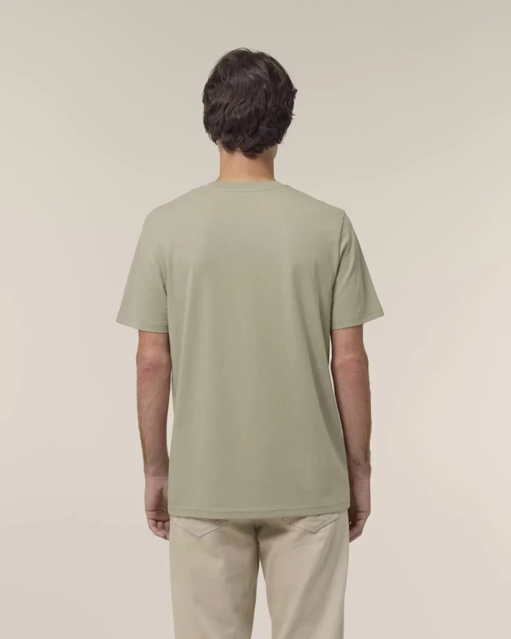T-shirt bio unisexe Creator 2.0 coloris Stone, porté, vue de dos