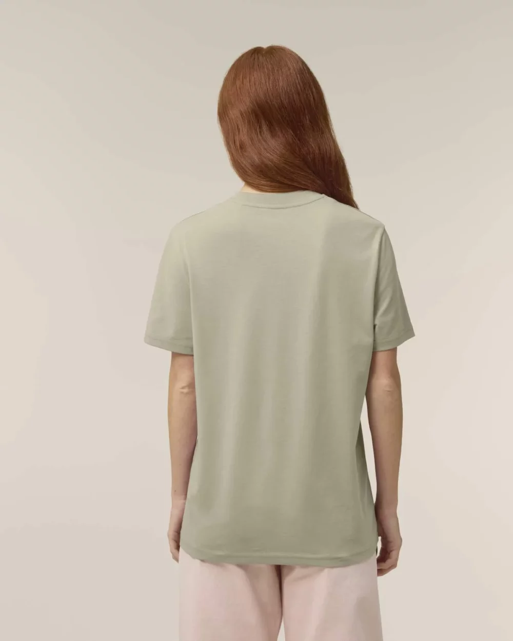 T-shirt bio unisexe Creator 2.0 coloris Stone, porté, vue de dos