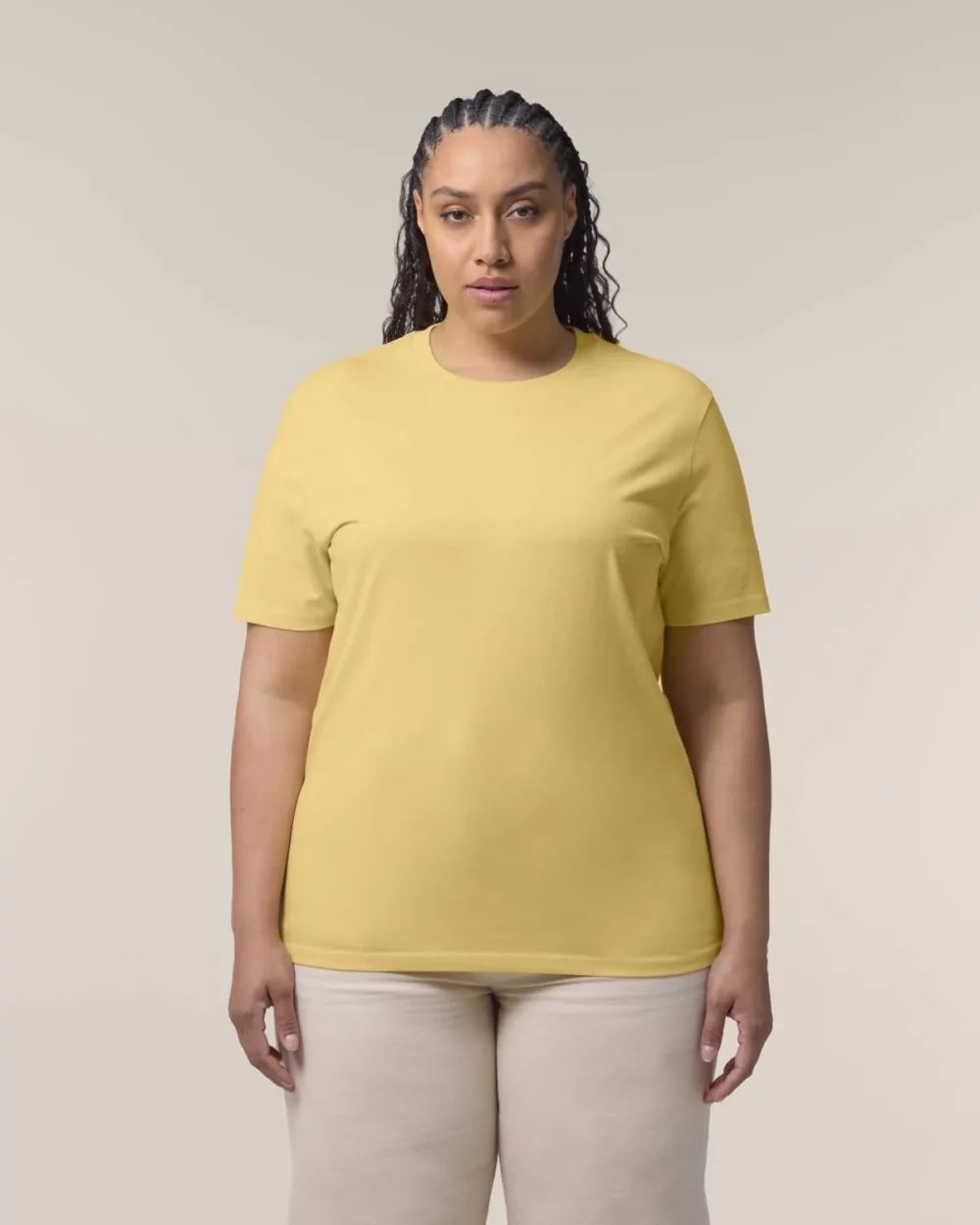 T-shirt bio unisexe Creator 2.0 coloris Viva Yellow, porté, vue de face