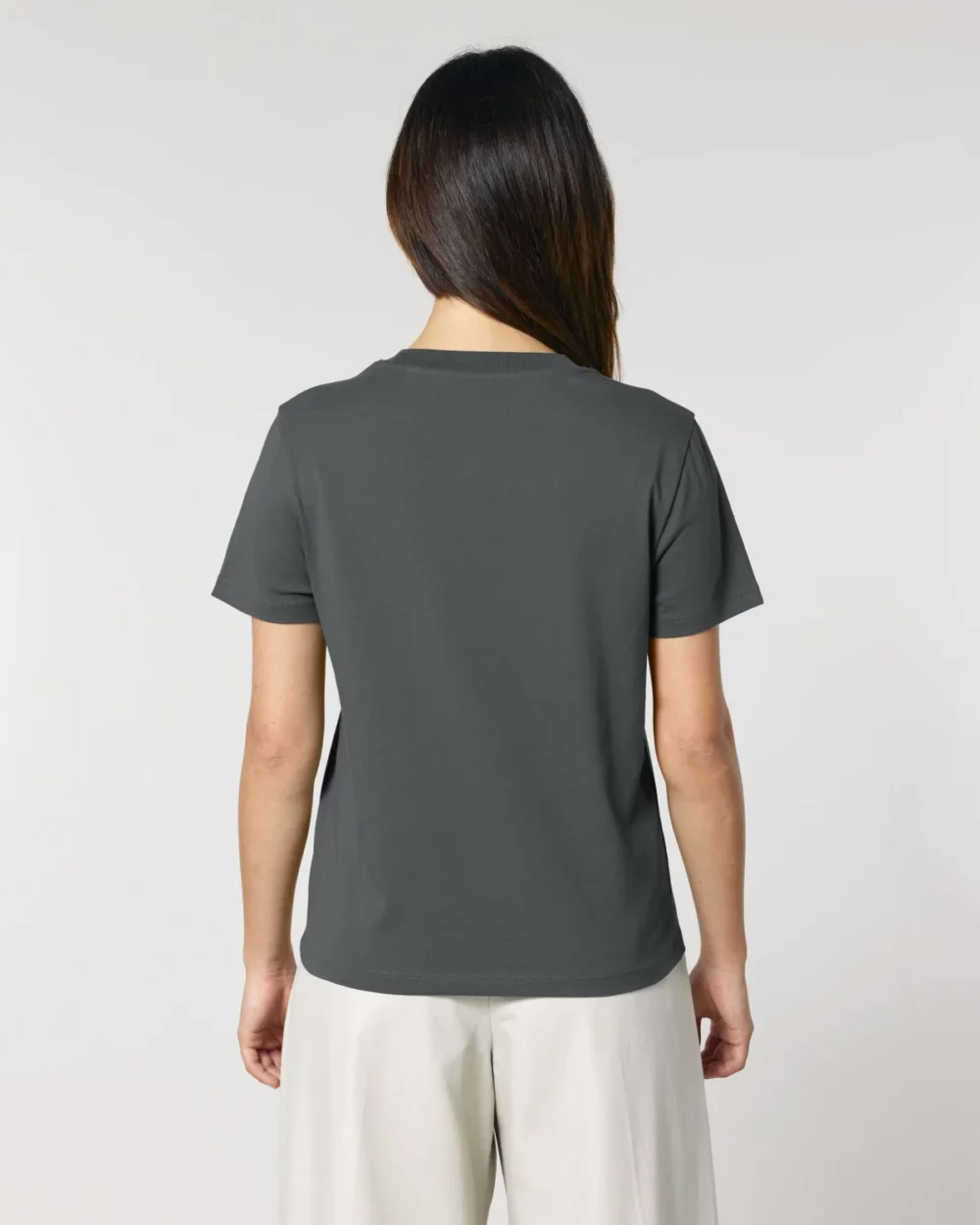 T-shirt bio femme Stella Muser coloris Anthracite, porté, vue de dos