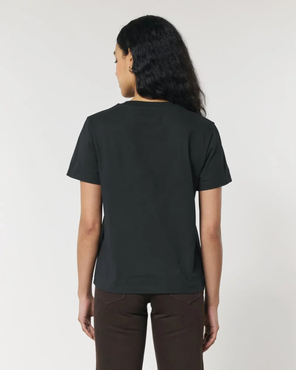 T-shirt bio femme Stella Muser coloris Black, porté, vue de dos