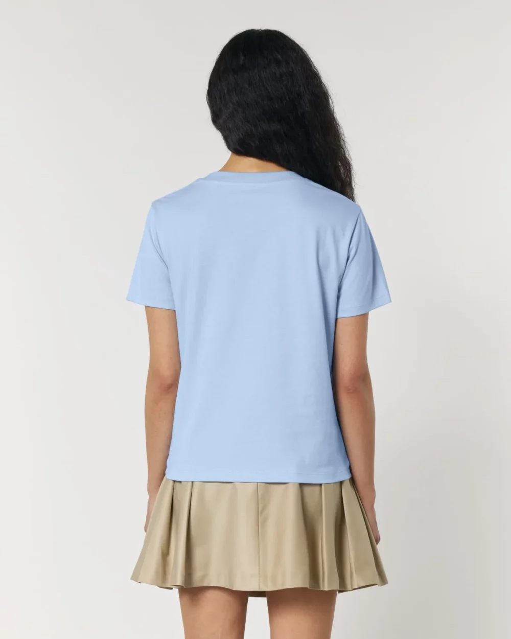T-shirt bio femme Stella Muser coloris Blue soul, porté, vue de dos