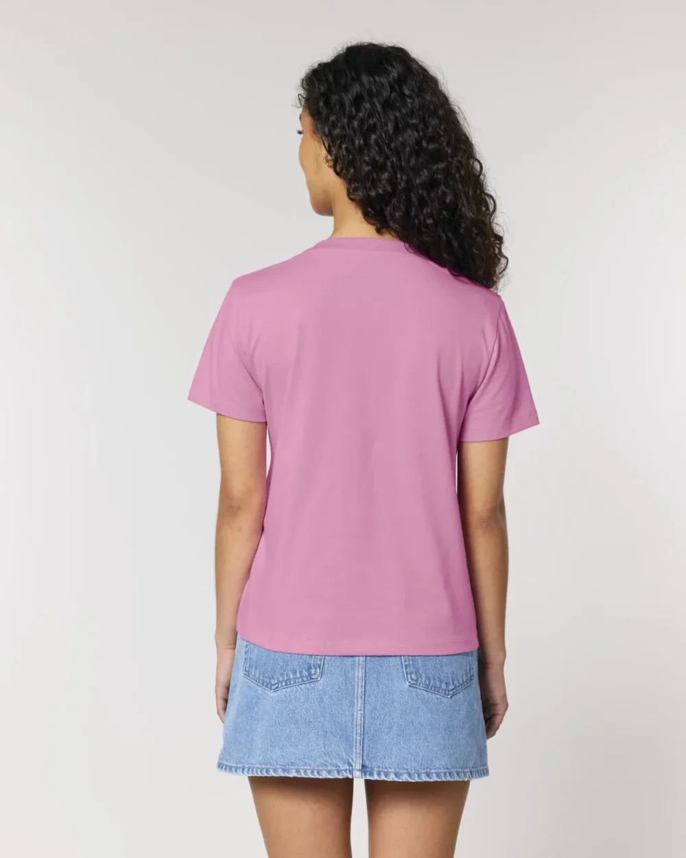 T-shirt bio femme Stella Muser coloris Bubble Pink, porté, vue de dos