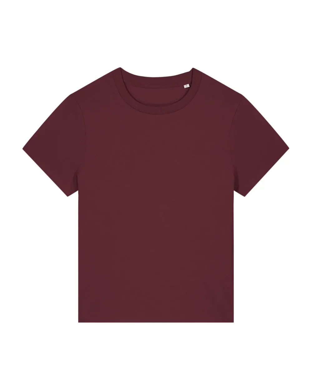 T-shirt bio femme Stella Muser coloris Burgundy, à plat, vue de face