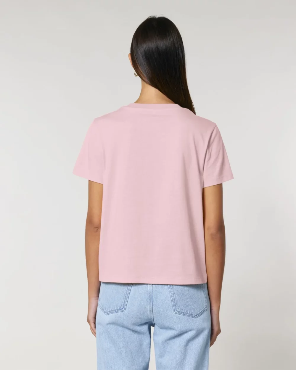 T-shirt bio femme Stella Muser coloris Cotton Pink, porté, vue de dos