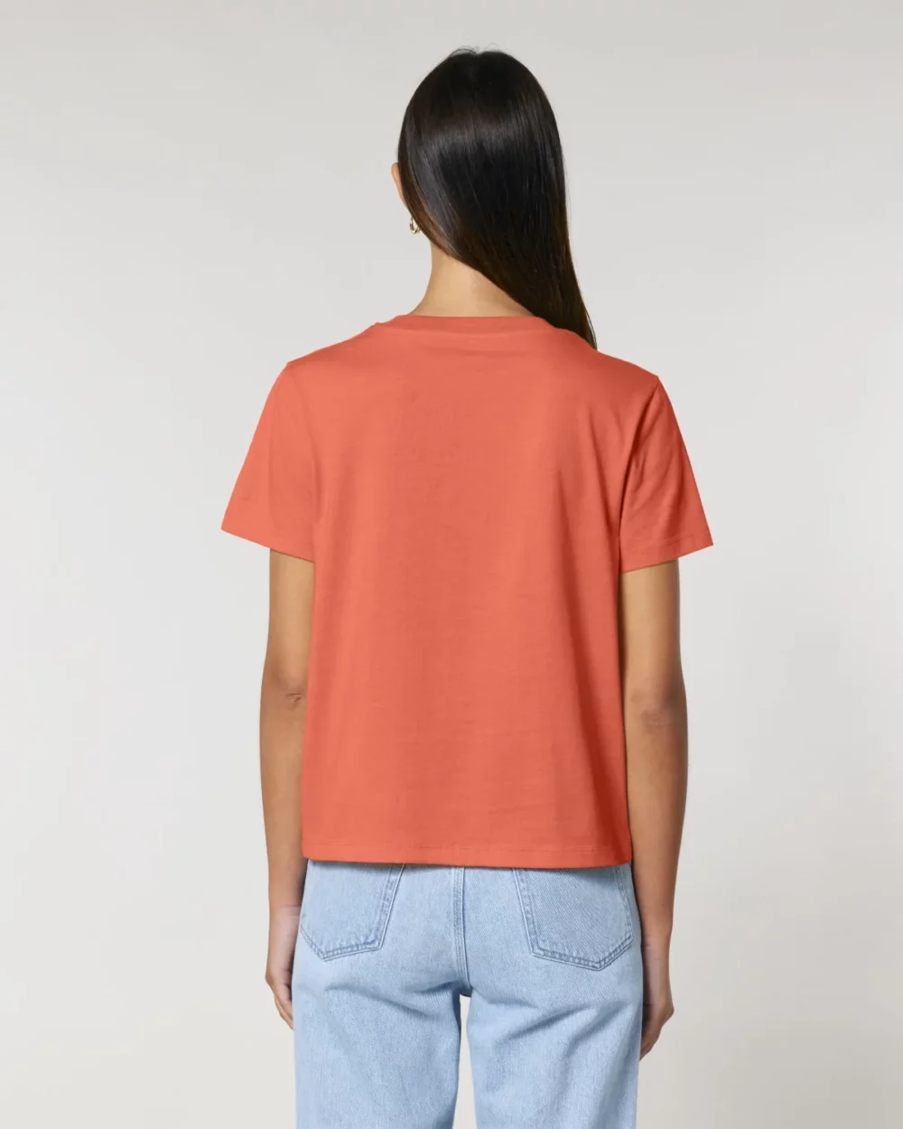 T-shirt bio femme Stella Muser coloris Fiesta, porté, vue de dos