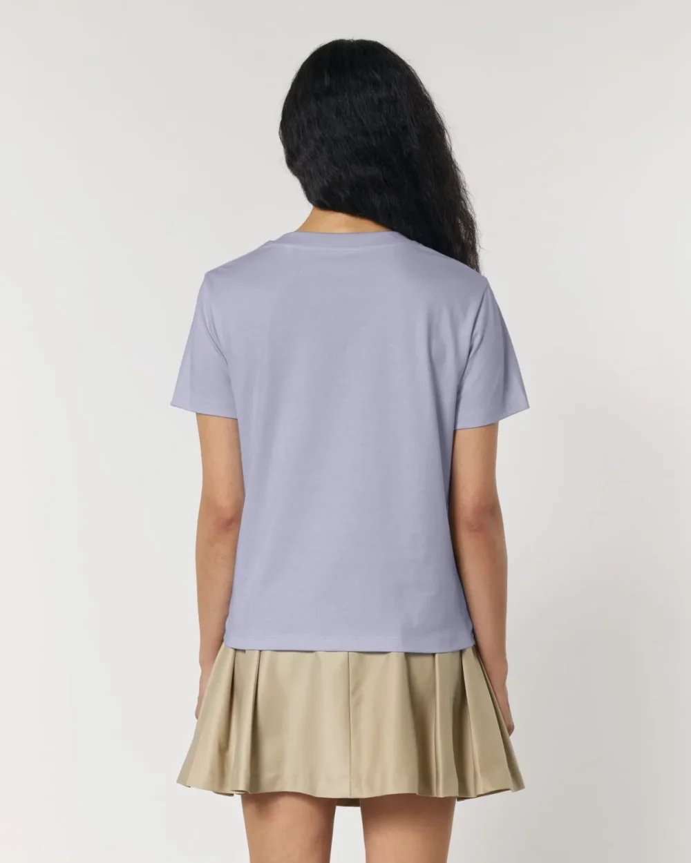 T-shirt bio femme Stella Muser coloris Lavender, porté, vue de dos