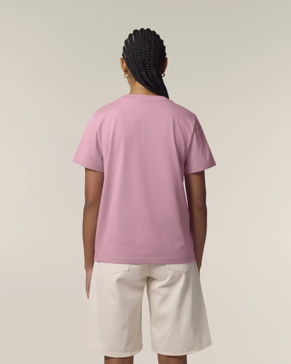T-shirt bio femme Stella Muser coloris Lilac Dream, porté, vue de dos