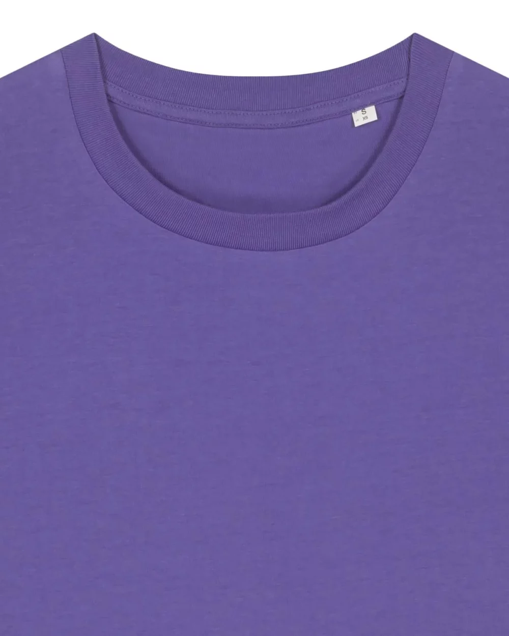 T-shirt bio femme Stella Muser coloris Purple Love, détail à plat