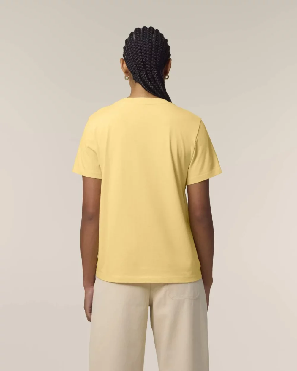 T-shirt bio femme Stella Muser coloris Viva Yellow, porté, vue de dos